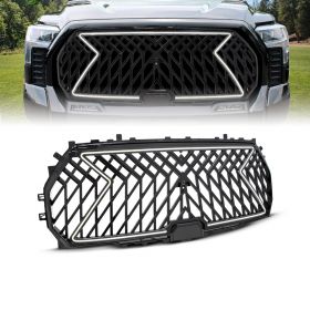 AmeriLite for 2022-2023 Toyota Tundra Truck Matte Black Front Bumper Grille Light with LED Startup Sequence Feature