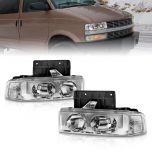 AmeriLite for 1995-2005 Chevy Astro GMC Safari Euro Chrome Replacement Headlights Corner Lamp Set - Passenger and Driver Side