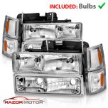 AmeriLite Chrome Crystal Headlights Sets for Chevy C/K Fullsize - Passenger and Driver Side