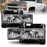 AmeriLite Smke Crystal Headlights Set For Chevy Fullsize - Passenger and Driver Side