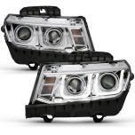 AmeriLite 2014-2015 Dual Super Bright LED Bar Dual Projector Chrome Headlights Pair For CHEVY CAMARO - Do Not Fit Factory HID Version