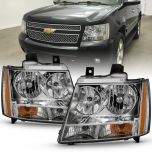 AmeriLite for Chevy 07-13 Tahoe/Suburban/Avalanche Factory Style Replacement Headlights Pair - Driver and Passenger Side