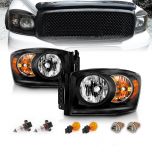 AmeriLite Black Headlights For Dodge RAM (Pair) High/Low Beam Bulb Included - Passenger and Driver Side