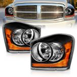 AmeriLite Headlights Black Amber For Dodge Durango - Passenger and Driver Side