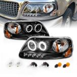 AmeriLite Black Projector Headlights CCFL Halo for Ford F-150 - Passenger and Driver Side