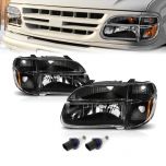 AmeriLite Black Replacement Headlights Lamp w/ Corner Parking Turn Signal For 1995-2001 Ford Explorer Passenger Right and Driver Left Side