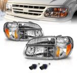 AmeriLite Chrome Replacement Headlights Lamp w/ Corner Parking Turn Signal For 1995-2001 Ford Explorer Passenger Right and Driver Left Side