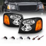 AmeriLite Black Replacement Headlights Set For GMC Envoy - Passenger and Driver Side