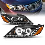AmeriLite Black Projector Headlights Ultra Bright LED Halo For Kia Sorento - Passenger and Driver Side