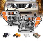 AmeriLite Chrome Replacement Headlight Set For 05-08 Frontier / 05-07 Pathfinder - Driver and Passenger