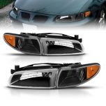 AmeriLite Headlights With C.L Black Amber For Pontiac Grand Prix - Passenger and Driver Side