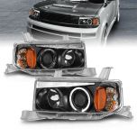 AmeriLite For 2004-2006 Scion xB LED Halo Projector Black Replacement Headlights Pair - Passenger and Driver Side