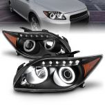 AmeriLite Black Projector Headlights Ultra Bright LED Halo For Scion Tc - Passenger and Driver Side
