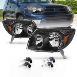 AmeriLite Black Replacement Headlights Pair For 03-05 Toyota 4 Runner Sport SUV - Passenger and Driver Side