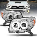 AmeriLite Chrome Dual Intense LED Halo Projector Headlights Pair For Toyota 4 Runner - Driver and Passenger Set