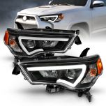 AmeriLite for 2014-2023 Toyota 4-Runner LED Tube Square Projector Black Replacement Headlights Set - Passenger and Driver Side