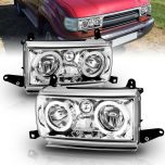 AmeriLite Chrome Crystal Headlights Halo For Toyota Land Cruiser - Passenger and Driver Side