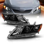 AmeriLite for 2007-2009 Toyota Camry Factory Style JDM Black Projector Replacement Headlight Assembly Pair High/Low Beam Bulb Included - Passenger and Driver Side