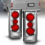 AmeriLite for 1985-2005 Chevy Astro | GMC Safari Van Chrome Euro Aftermarket Halogen Tail Lights Pair - Passenger and Driver Side