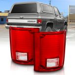 AmeriLite for 1973-1991 Chevy/GMC Blazer Suburban Jimmy Full Size Ruby Red Replacement Brake Tail Lights Housing Set - Passenger and Driver Side