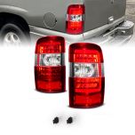 AmeriLite for 2000-2006 Chevy Tahoe Suburban/GMC Yukon Denali XL Red Clear LED Tube Replacement Taillights Assembly Brake Lamps Set - Passenger and Driver Side