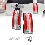 AmeriLite Chrome LED Replacement Brake Tail Lights Set For Cadillac Escalade (Do Not Fit EXT) - Passenger and Driver Side