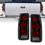 AmeriLite for Chevy GMC [C/K Truck Silverado Sierra Suburban Blazer Tahoe Yukon] Altezza Style Dark Black Replacement Tail Lights Set - Passenger and Driver Side