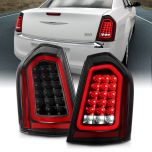 AmeriLite Black [Full LED] Sequential Signal Replacement Clear Black Red Tube Tail Lights for 2011-2014 Chrysler 300 - Passenger and Driver Side