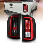 AmeriLite Crystal [Full LED] Light Tube Replacement Taillights for 2007-13 Chevy Silverado 1500 2500HD 3500HD Pair - Driver and Passenger Side