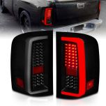 AmeriLite for 2007-2013 Chevy Silverado 1500 2500HD 3500HD Pure Smoke Black [Full LED] Light Tube Replacement Taillights Pair - Driver and Passenger Side