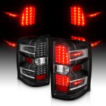 AmeriLite for Chevy Silverado 1500 2500 3500 GMC Sierra 3500HD LED Black Replacement Tail Light Assembly Pair - Passenger and Driver Side