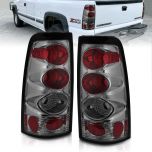 AmeriLite for 1999-2002 Chevy Silverado : GMC Sierra Smoke Euro Replacement Brake Tail Lights Set - Passenger and Driver Side