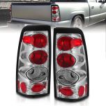 AmeriLite for 1999-2002 Chevy Silverado : GMC Sierra Euro Style Chrome Replacement Brake Tail Lights Set - Passenger and Driver Side