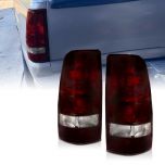 AmeriLite for 1999-2002 Chevy Silverado | 99-2006 GMC Sierra Truck Smoke Red Replacement Brake Tail Lights Pair - Passenger and Driver Side