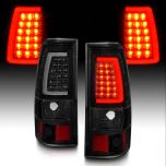 AmeriLite for 1999-2006 GMC Sierra / 99-02 Chevy Silverado Pick Up Truck Dark Black C-Type LED Tube Tail Lights Brake Lamp Set - Passenger and Driver Side