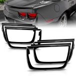 AmeriLite for 2010-2013 Camaro 5th gen 4pcs Tail Light Polish Black Bezel Covers - Passenger and Driver Side