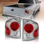 AmeriLite for 94-04 Chevy S-10 / GMC Sonoma Chrome Red Replacement Brake Lamp Tail Lights Assembly Set - Passenger and Driver Side