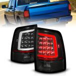 AmeriLite for 2009-2018 Dodge Ram 1500 2500 3500 Truck C-Type Sequential LED Black Replacement Tail Light Set - Passenger and Driver Side