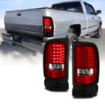AmeriLite Red/Clear LED Brake Tail Lights Set For 94-01 Dodge Ram 1500 2500 3500 - Passenger and Driver Side