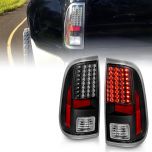 AmeriLite for 08-16 Ford F250 F350 F450 Super Duty Pickup Truck Black LED Replacement Brake Lamps Taillights Set - Passenger and Driver Side