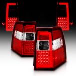 AmeriLite for 2007-2017 Ford Expedition [Full LED] C-Type Tube Sequential Turn Signal Red Replacement Tail Lights Set - Passenger and Driver Side