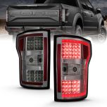 AmeriLite for 2018-2020 Ford F150 Smoke Lens Tail Lights Assembly with LED Light Bar Set - Driver and Passenger Side