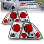 AmeriLite For 2001-2005 Honda Civic 4 Door Chrome Euro Reaplcement Taillights - Passenger and Driver Side