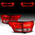 AmeriLite for 2011-2013 Jeep Grand Cherokee WK2 LED Tube Red Replacement Tail Lights Assembly Set  - Passenger and Driver Side
