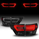 AmeriLite for 2011-2013 Jeep Grand Cherokee WK2 LED Tube Smoke Black Replacement Tail Lights Assembly Set - Passenger and Driver Side