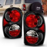 AmeriLite Black Replacement Brake Tail Lights Set For 02-07 Jeep Liberty SUV - Passenger (Right) and Driver (Left) Side