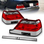 AmeriLite Replacement Taillights Red/Clear Set For 97-99 Mercedes Benz S Class W140 - Passenger and Driver Side