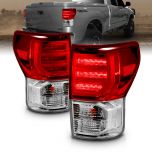 AmeriLite Clear Red LED Replacement Brake Tail Lights Bulb Included Set For 2007-2013 Toyota Tundra - Passenger and Driver Side