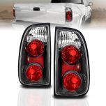 AmeriLite for 2000-2006 Toyota Tundra Standard | Access Cab Euro Black Replacement Brake Tail Lights Assembly Pair - Passenger and Driver Side