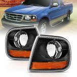 AmeriLite Black Corner Turn Signal Lights For Ford Expedition / F150 - Passenger and Driver Side